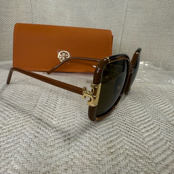 Tory Burch Tortoise and Gold Sunglasses - Picture 3 of 9